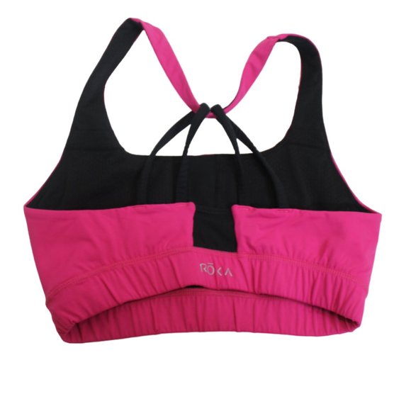Hot Pink and Black Roka sports bra size Medium - Picture 2 of 7